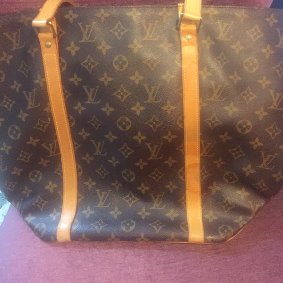 Sac shopping tote monogram canvas leather bag