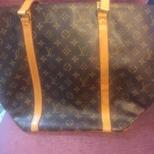 Sac shopping tote monogram canvas leather bag