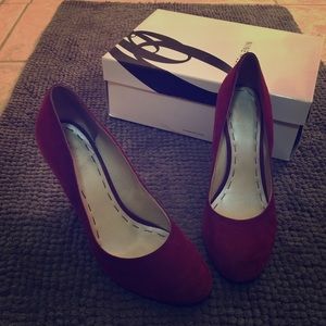 Burgundy wedge pumps