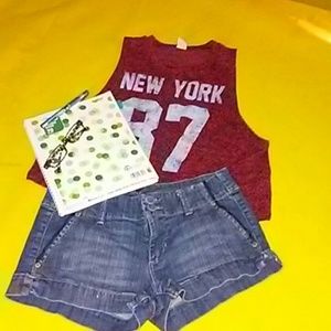American Eagle Jean shorts & Knit tank