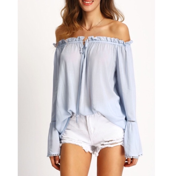 Off the Shoulder Bell Sleeve Blouse