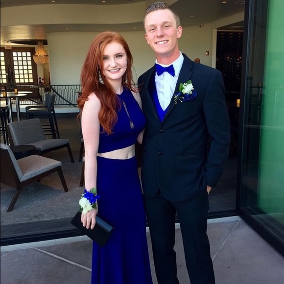 Navy blue two piece prom/formal dress