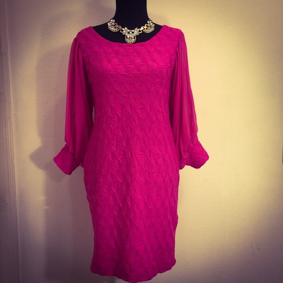 Hot pink textured dress NWOT