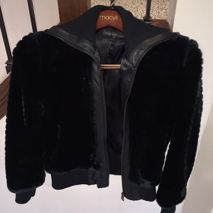Faux Fur leather trim short Coat