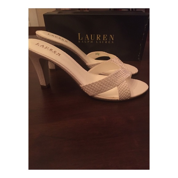 New Ralph Lauren White Leather Heels - Size 10