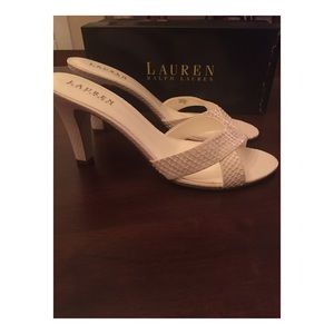 New Ralph Lauren White Leather Heels - Size 10