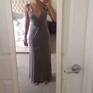 Avaleigh warm grey maxi dress