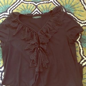Black Ruffle T-shirt