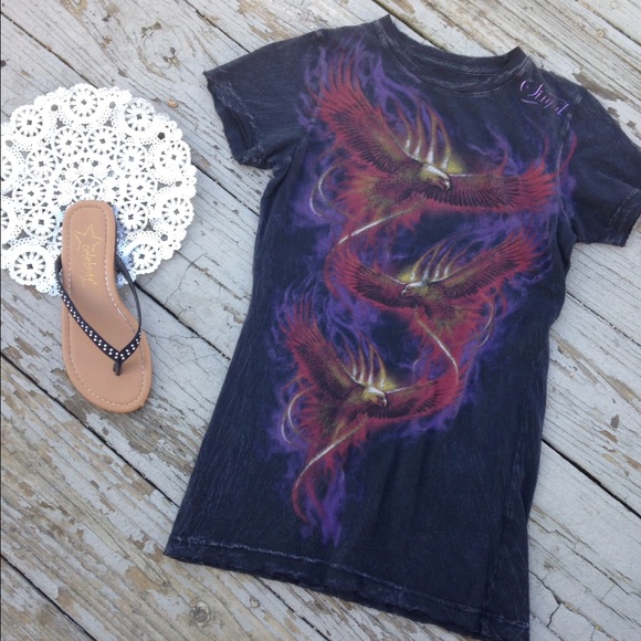 Sinful Tops - Sinful Eagle Burnout Tee size S