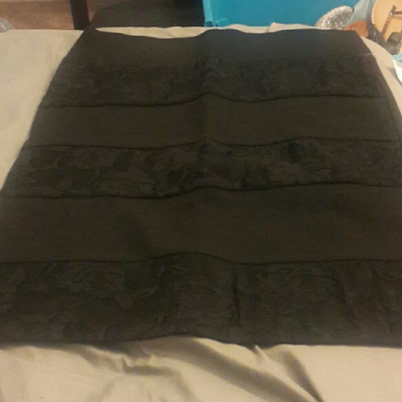 Black lace mini skirt