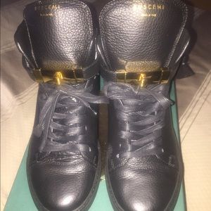 Buscemi Wedge Sneakers. Black and Gold.