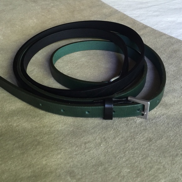 Garnet Hill Accessories - Hunter green & black double wrap leather belt