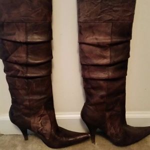 Knee high heeled boots