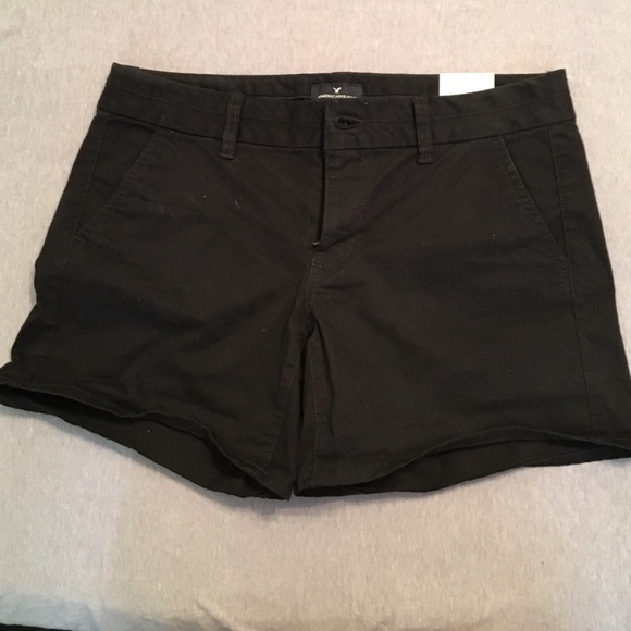 Black Twill American Eagle Midi Shorts