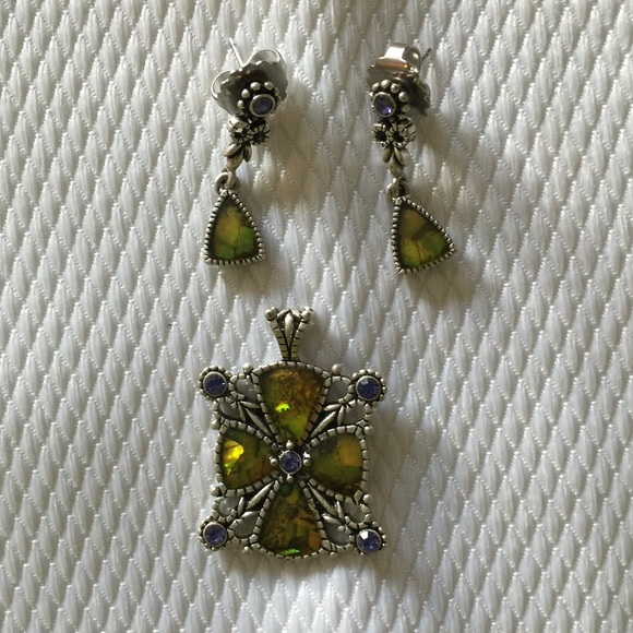 Lia Sophia Cross Charm and Matching Earrings