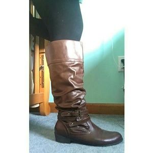 Cognac Extended Calf Knee High Fashion Boots