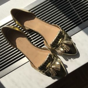 J crew mirror metallic d'orsay flats 7 bnib