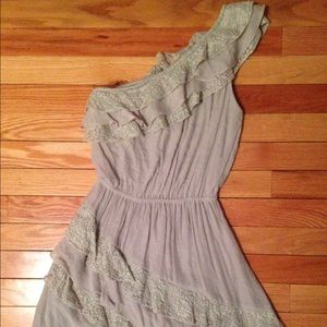 Grey one-shoulder ruffle dress