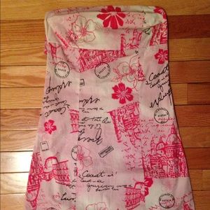 Pink strapless summertime mini dress