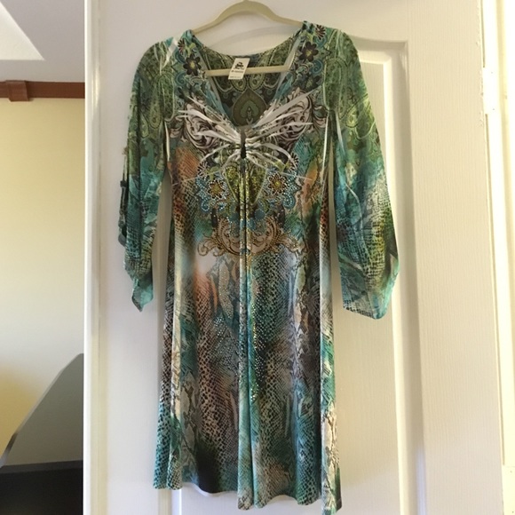 S-Twelve 3/4 Sleeve Dress. - Picture 1 of 4