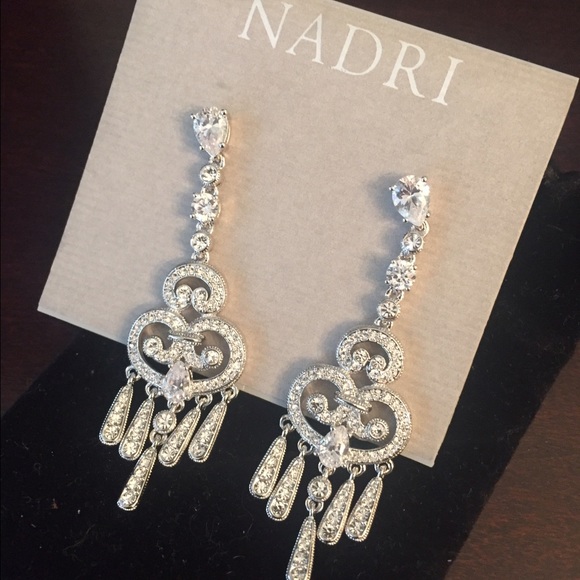 Nadri drop chandelier CZ earrings