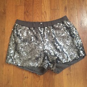 Madewell Broadway and Broome Gray sequined shorts.