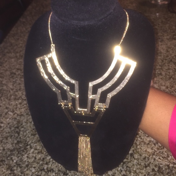 Gold tribal chest plate necklace