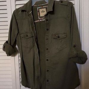 Green Hollister Button-Down Shirt