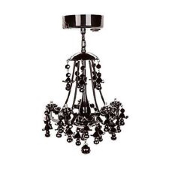 locker lookz black chandelier + black shag rug