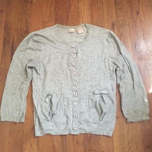 Aqua gray, bow tie pockets cardigan