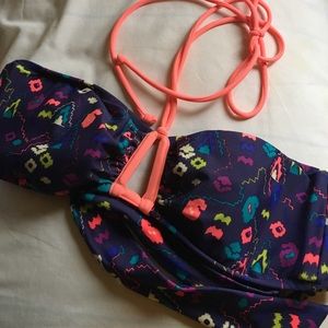 Blue Aztec print bikini top