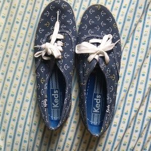 Navy blue, anchor patterned Keds
