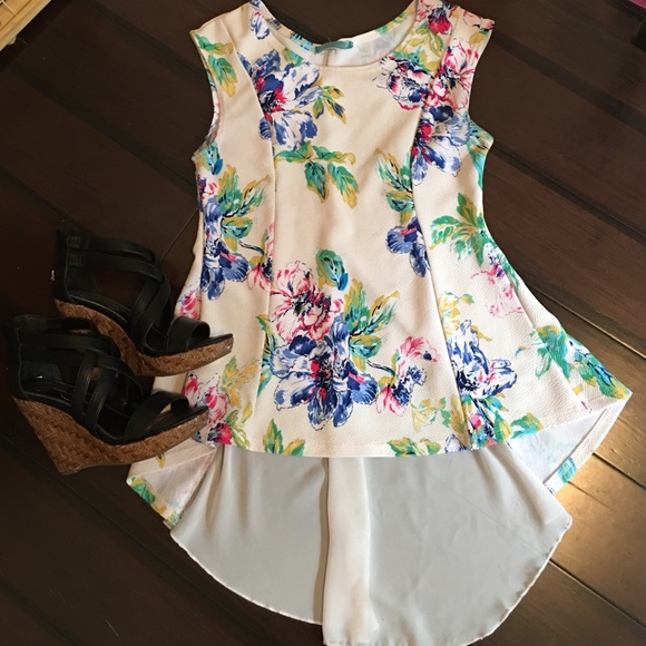 Floral print high low top size XL