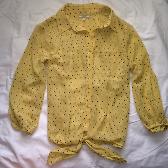 Sheer Button Down with Heart Print - Picture 1 of 4