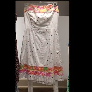 Lilly Pulitzer strapless dress.