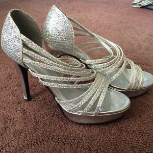 Sparkly silver heels