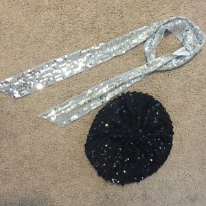 Sequin Beret and Scarf Bundle