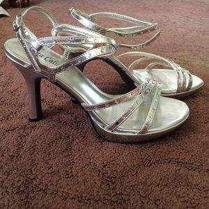 Silver strap heels