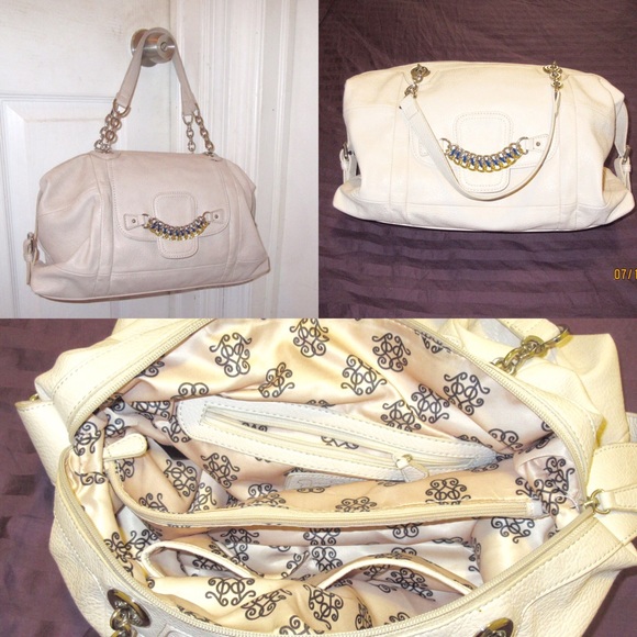 Jessica Simpson Cream Faux Leather Satchel