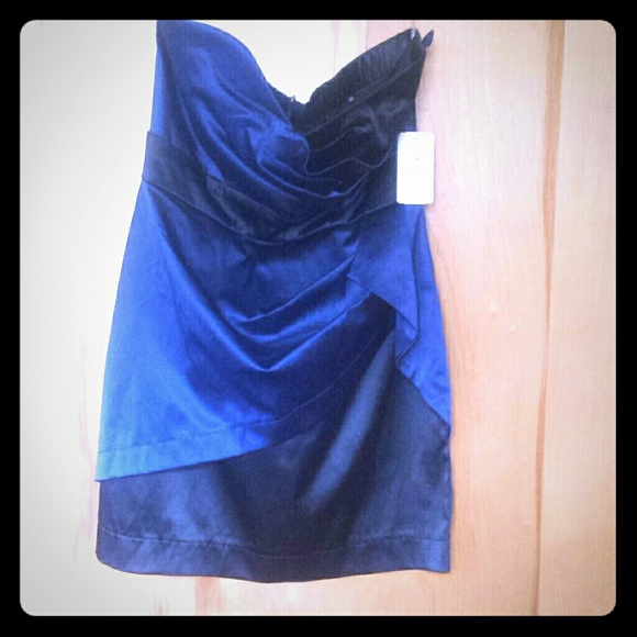 Satin blue/black dress