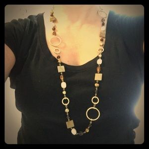 Long Gold tone Beaded Necklace