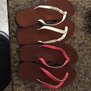 Leather (man made) flip flops