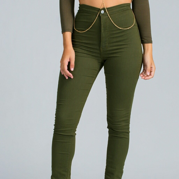 Olive Green High Waisted Skinnies