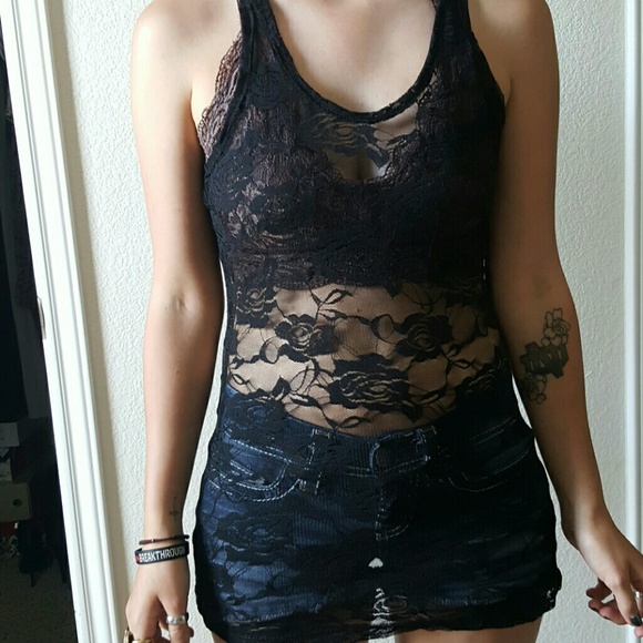 Large floral lace tank