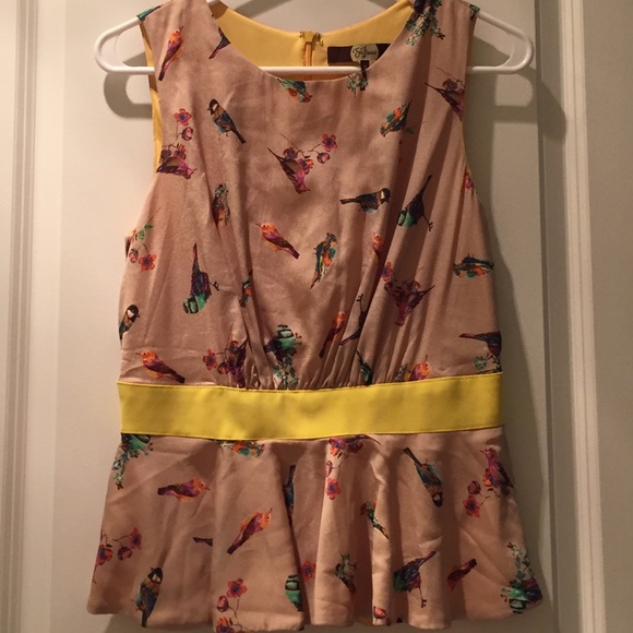 Eva Franco peplum top with bird print