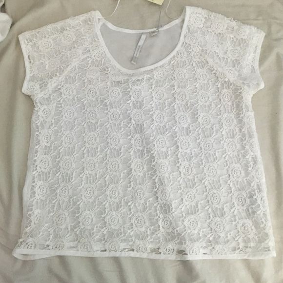 White floral lace shirt