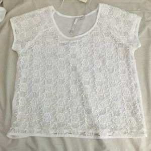 White floral lace shirt