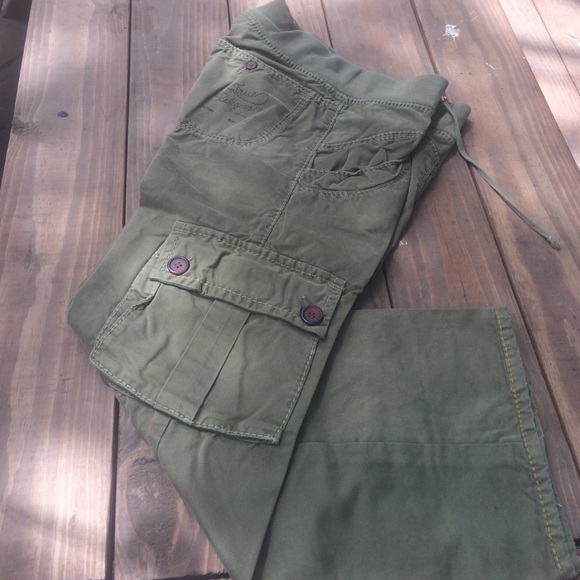 True Religion military green cargo