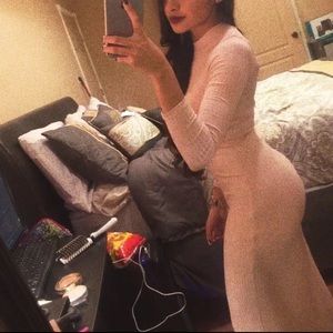 Agaci peach long ankle dress