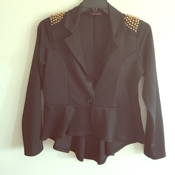 Hi low jacket with studded arm detail